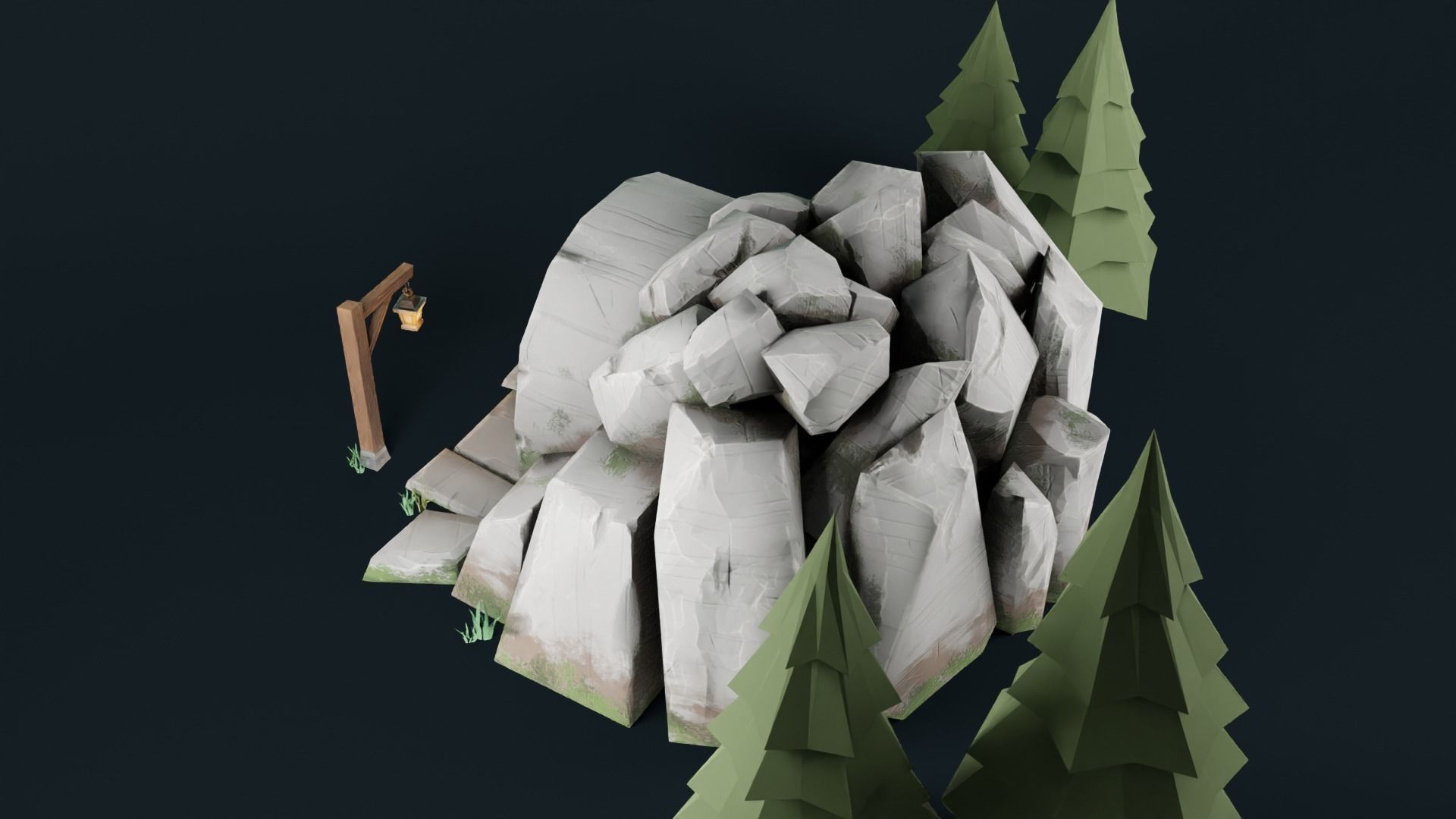 Stylized Cave Low-poly 3D model_14