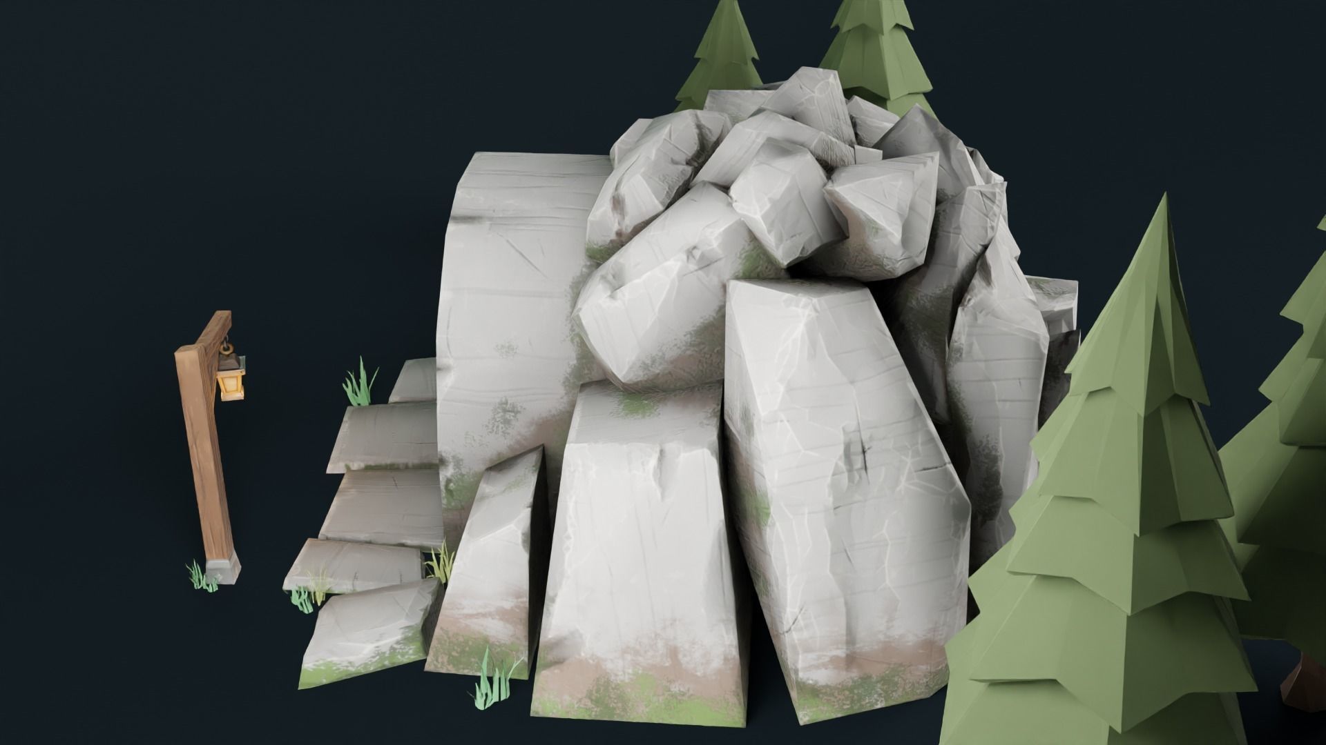 Stylized Cave Low-poly 3D model_27