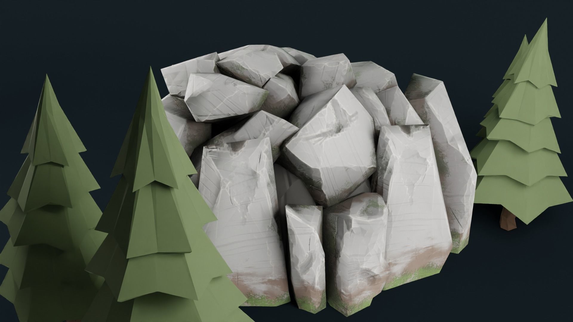 Stylized Cave Low-poly 3D model_31