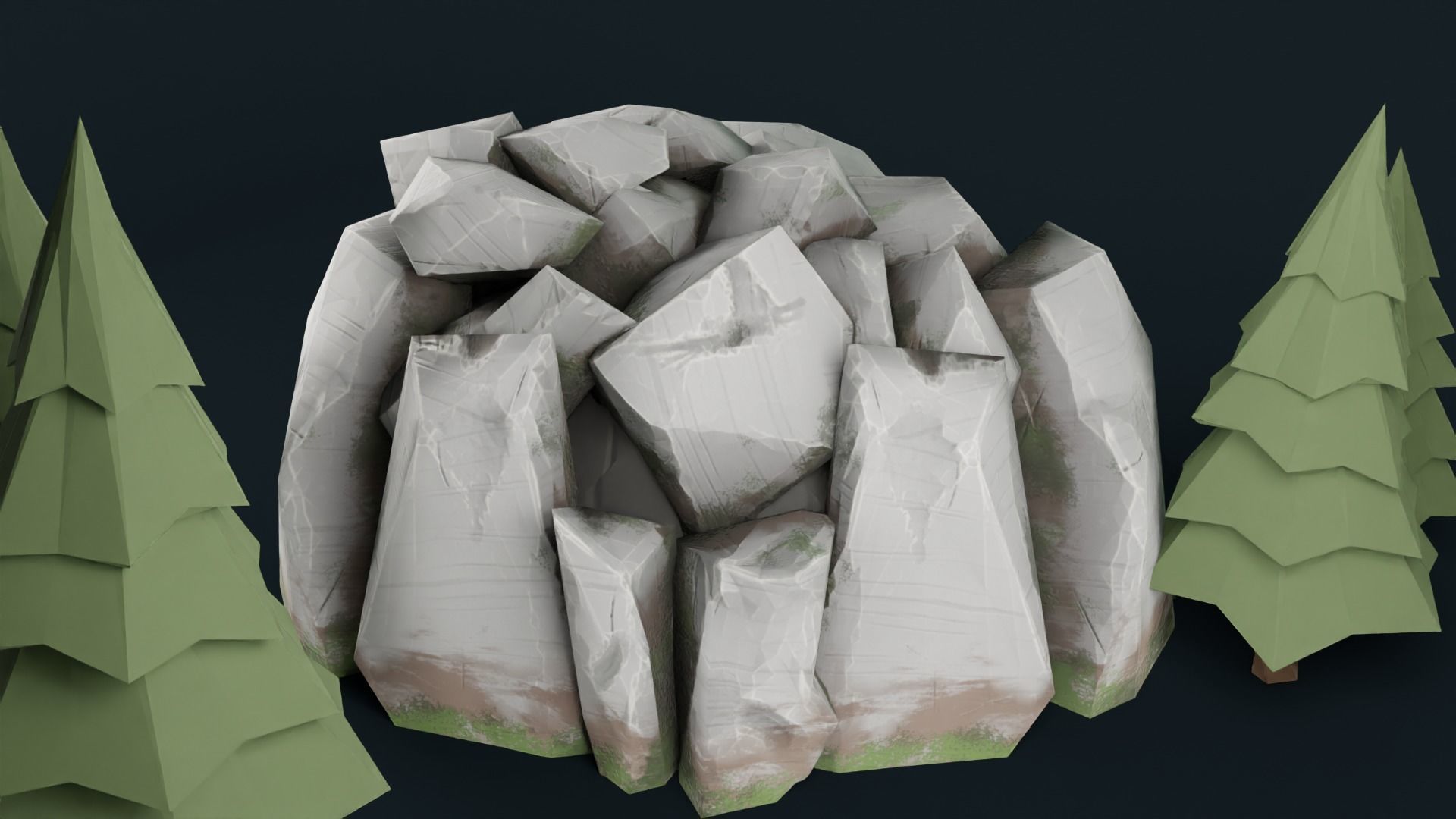 Stylized Cave Low-poly 3D model_32