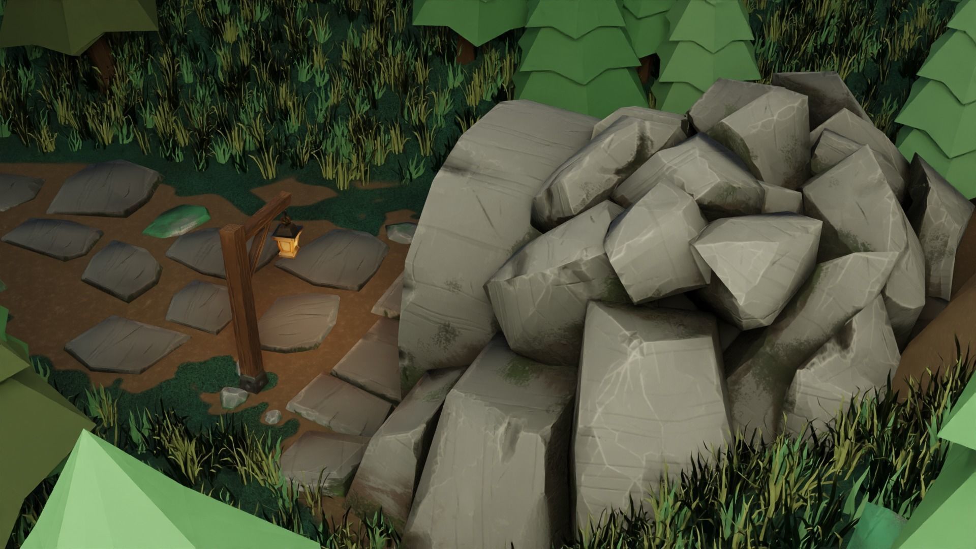 Stylized Cave Low-poly 3D model_5