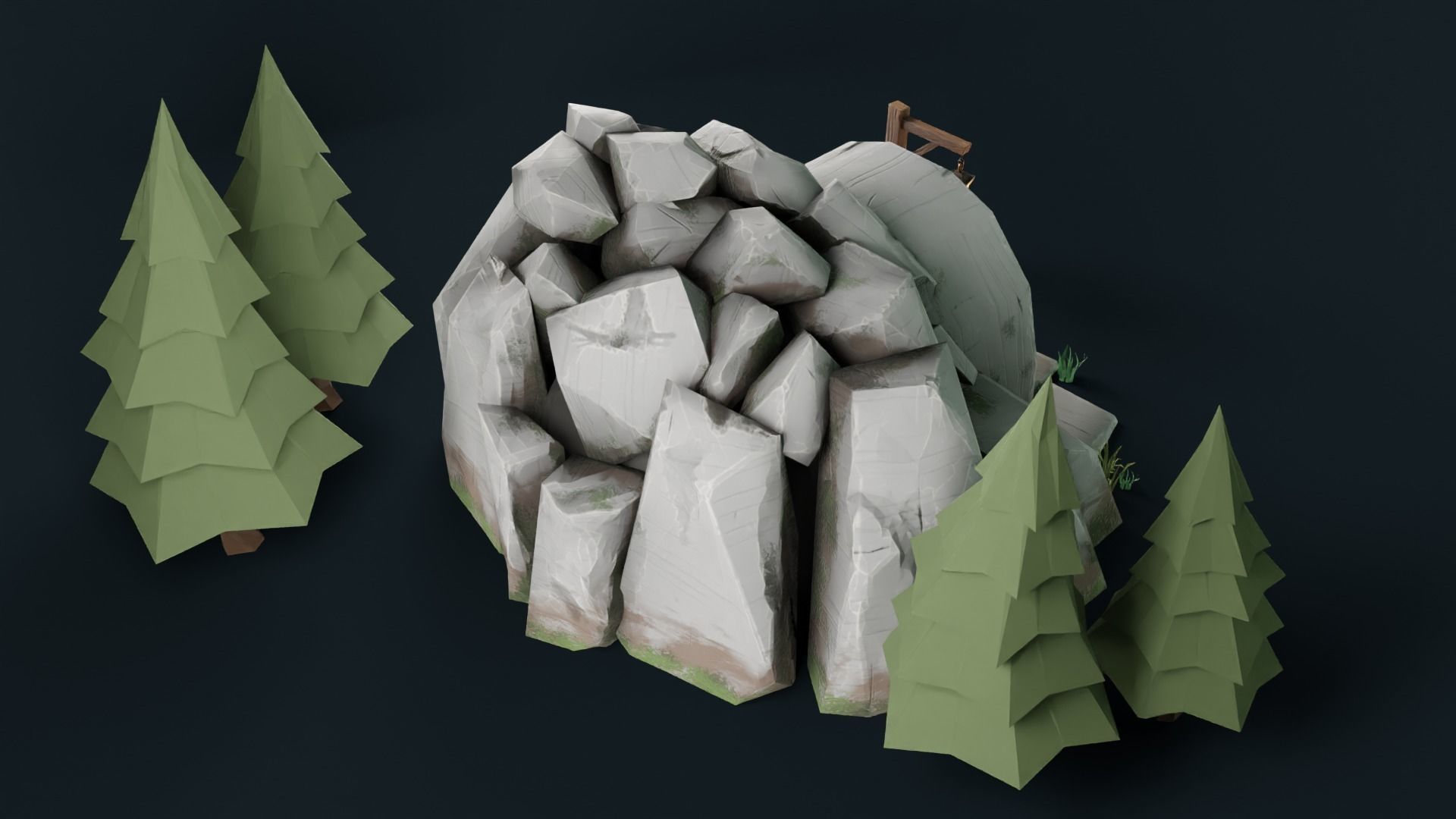 Stylized Cave Low-poly 3D model_13