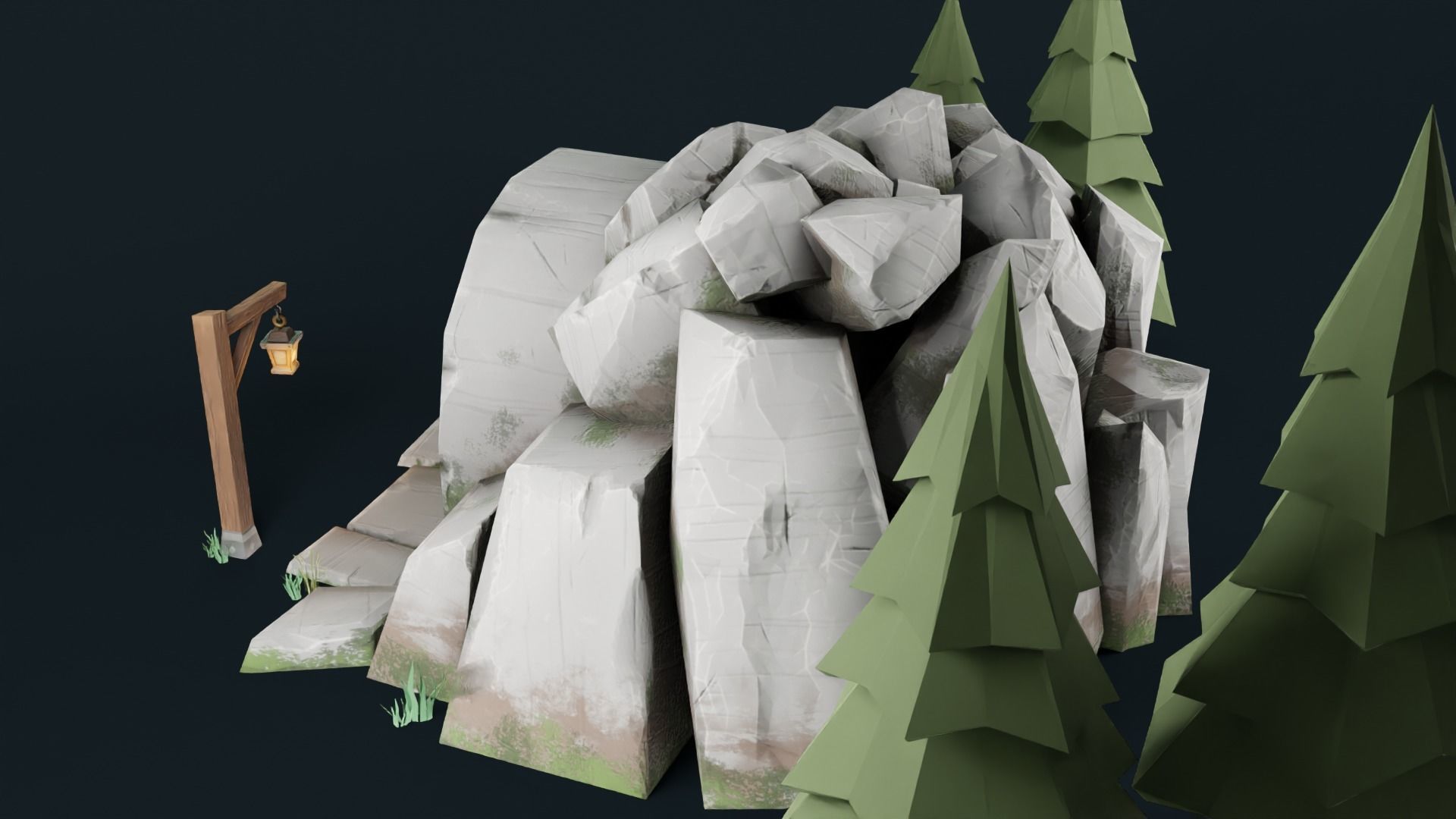 Stylized Cave Low-poly 3D model_28