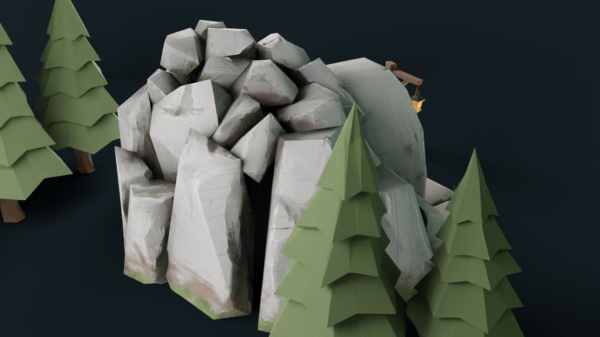 Stylized Cave Low-poly 3D model_35