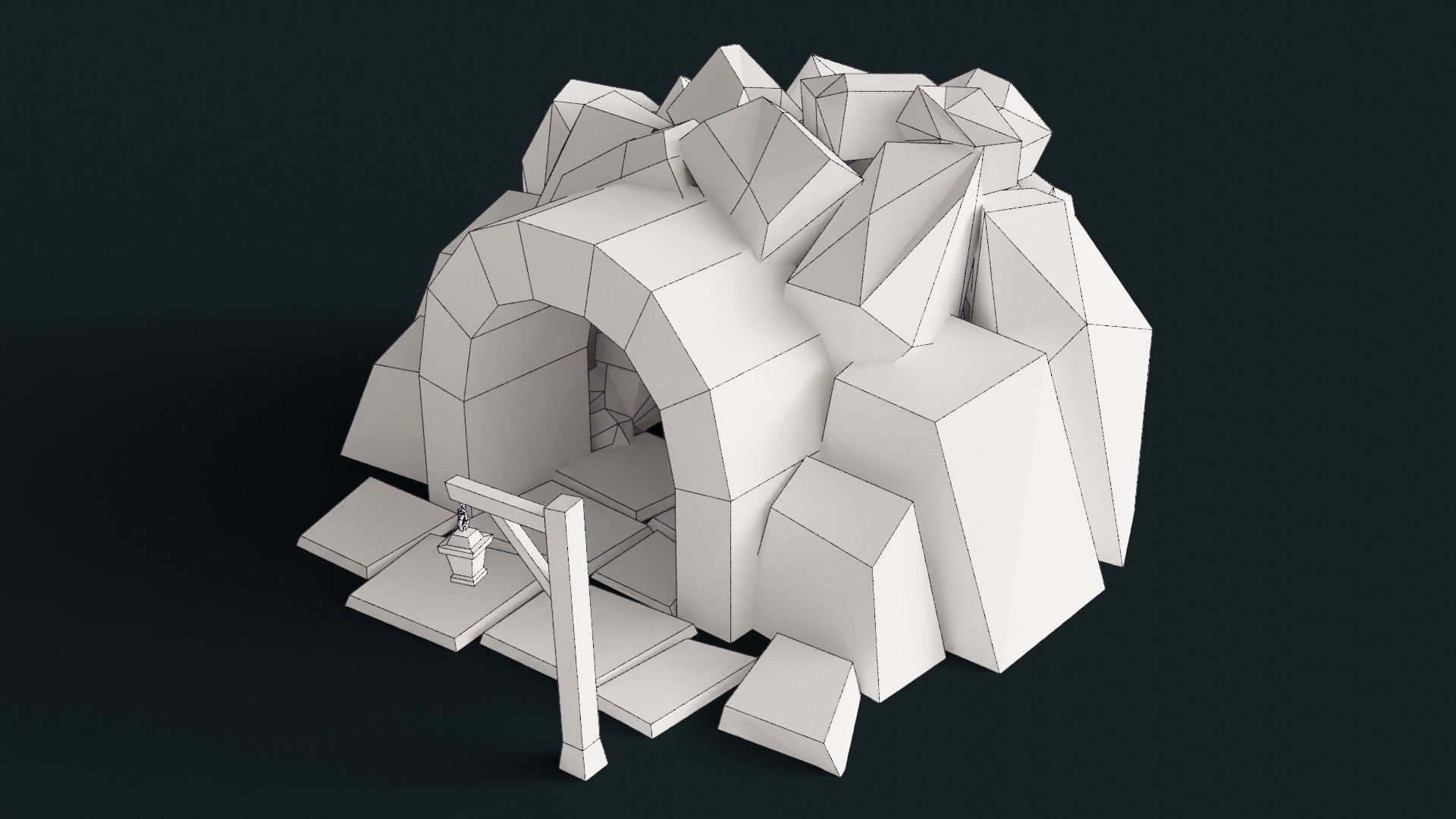 Stylized Cave Low-poly 3D model_18