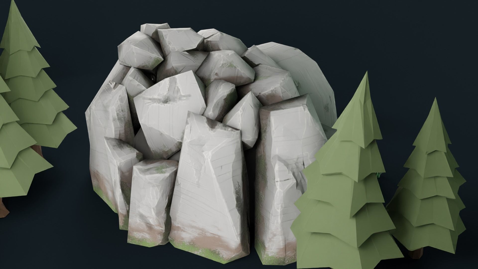 Stylized Cave Low-poly 3D model_34