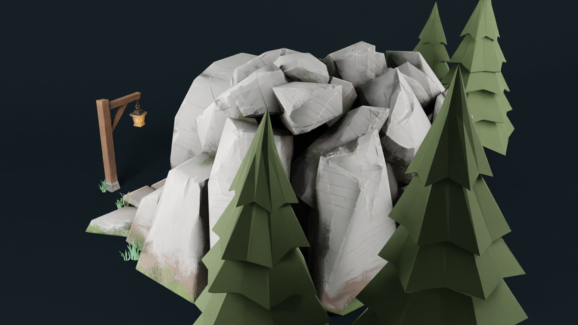 Stylized Cave Low-poly 3D model_29