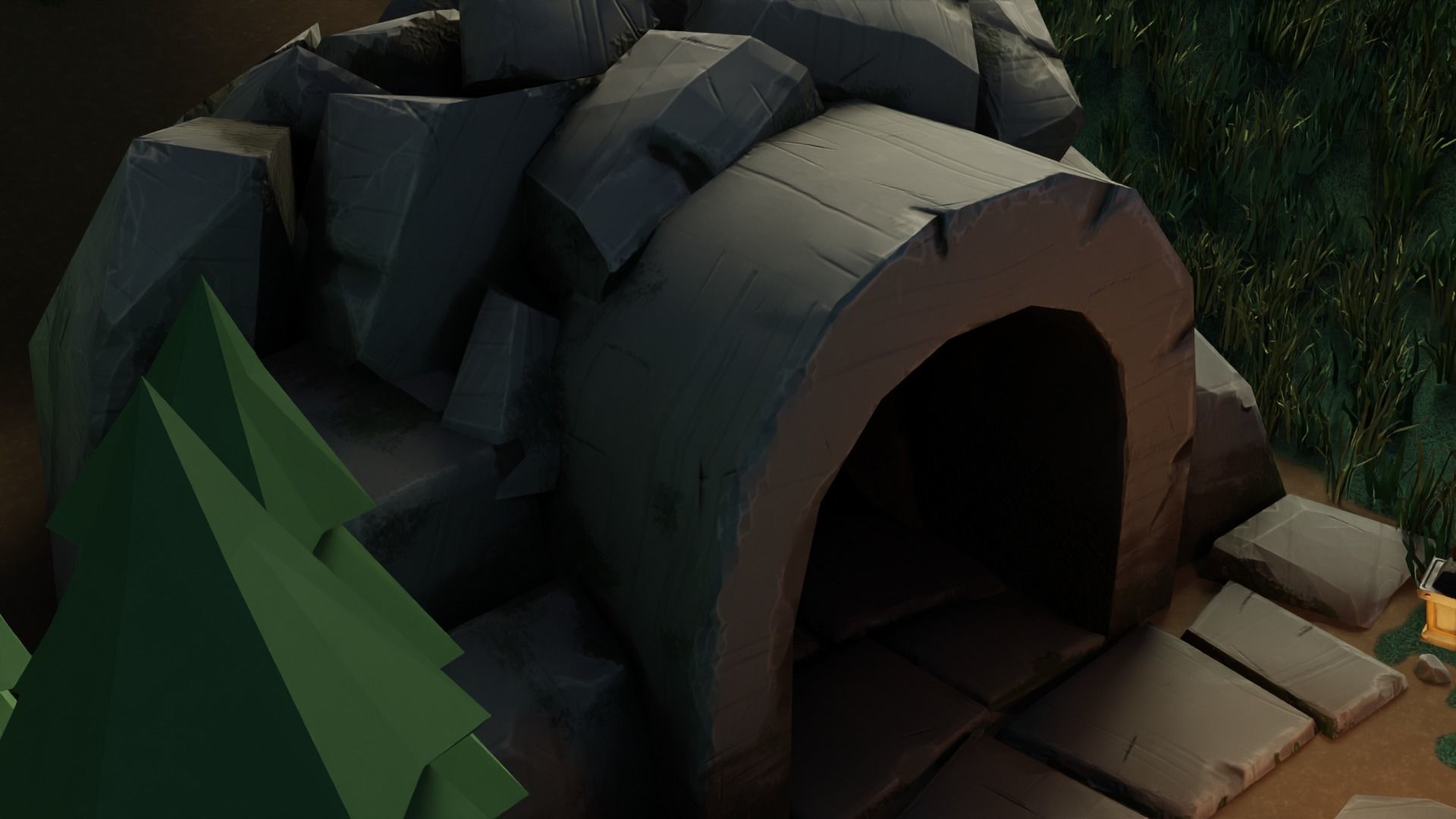 Stylized Cave Low-poly 3D model_8