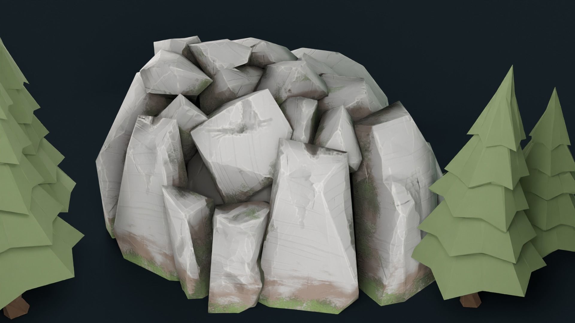 Stylized Cave Low-poly 3D model_33