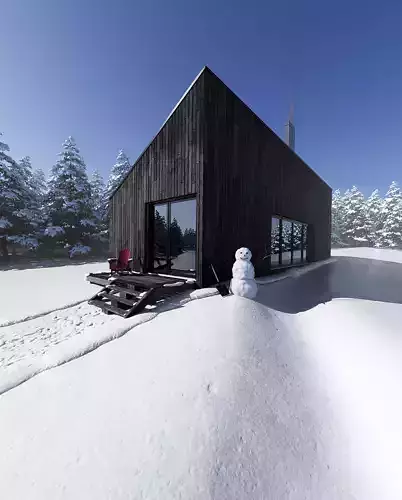 Exterior Scene - Winter Cabin 3D model