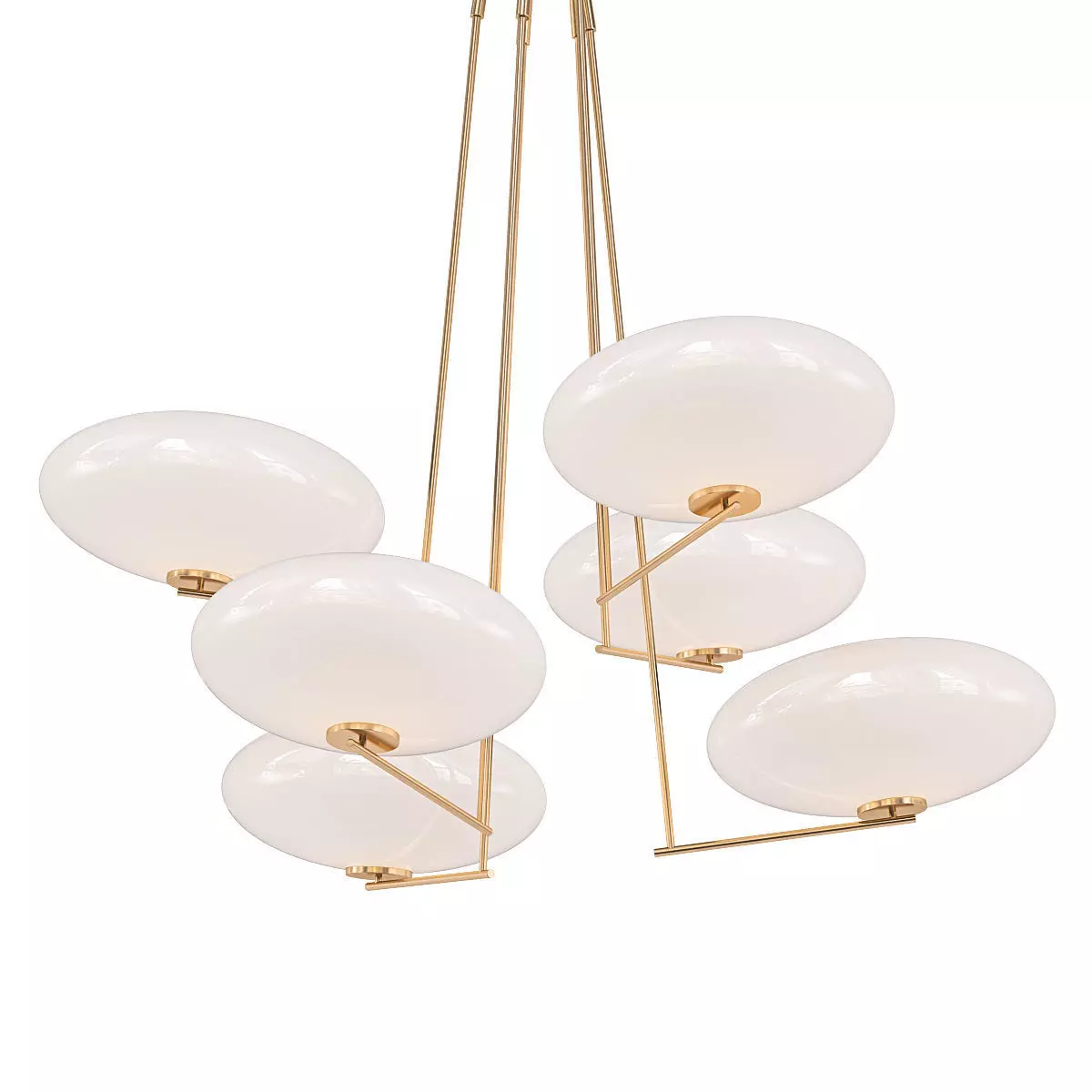 Halfway six light chandelier in brass with glass globes 3D model_0
