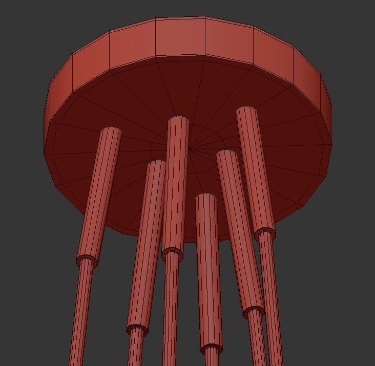 Halfway six light chandelier in brass with glass globes 3D model_3