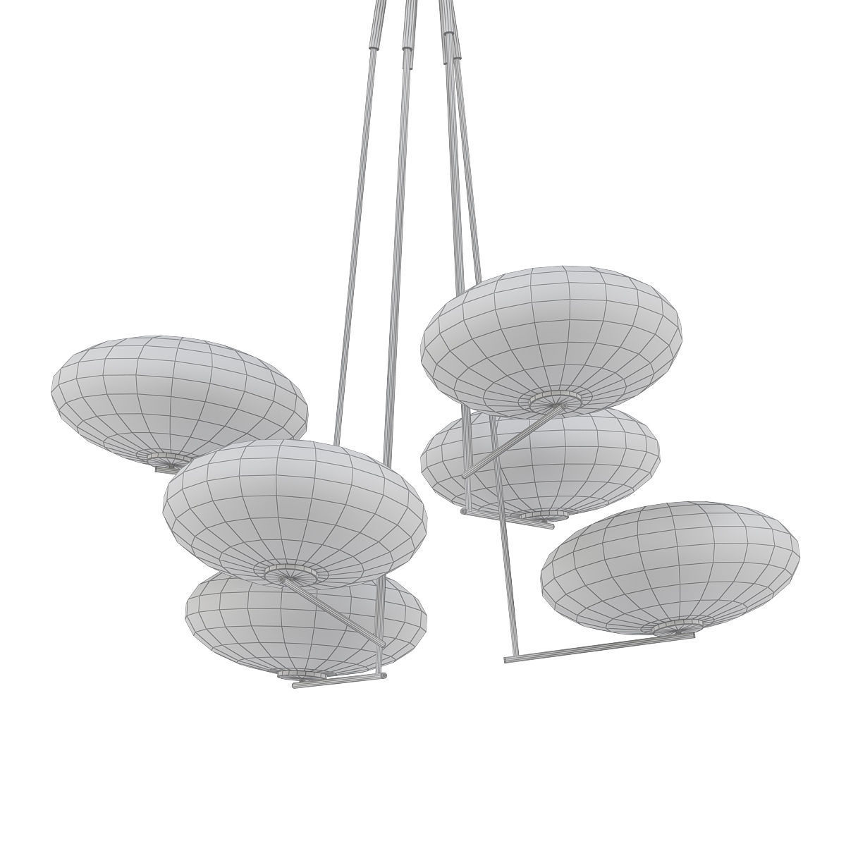 Halfway six light chandelier in brass with glass globes 3D model_4