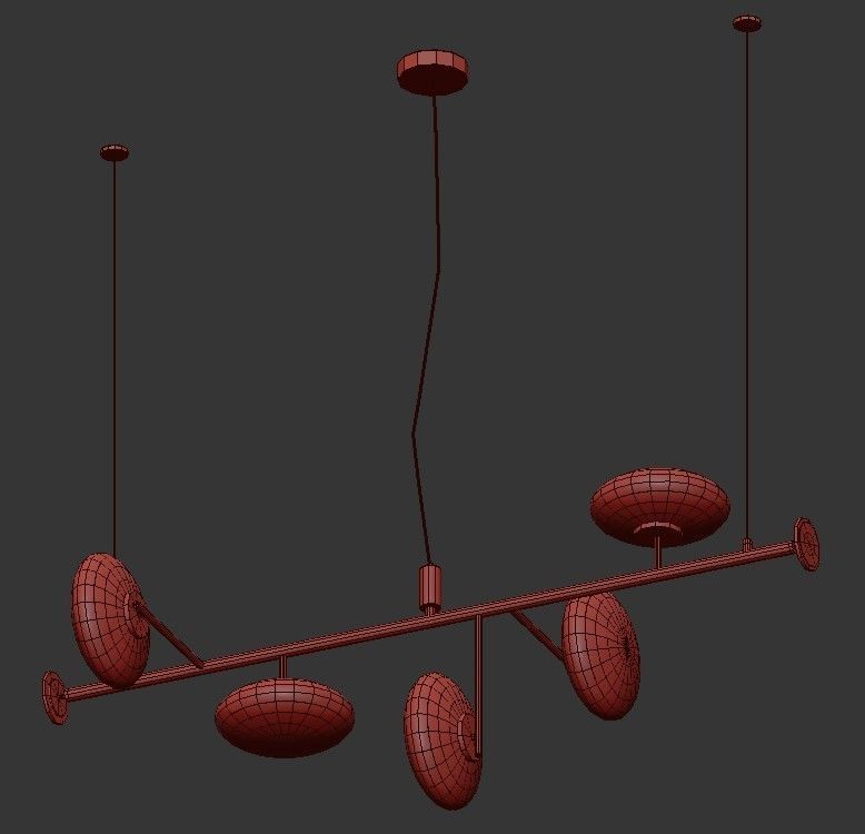 HALFWAY pendant light with four glass balls hanging from ceiling 3D model_1