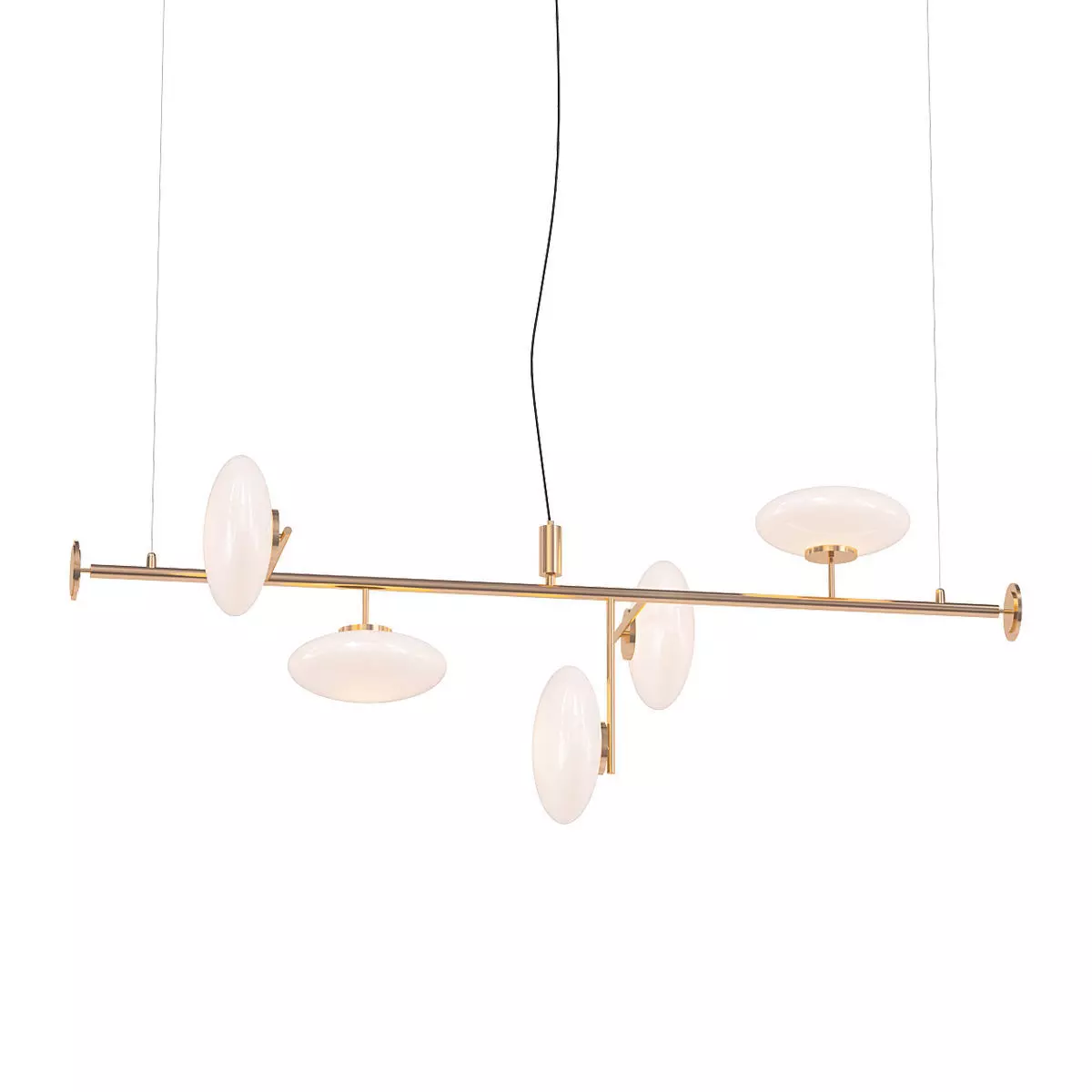HALFWAY pendant light with four glass balls hanging from ceiling 3D model_0