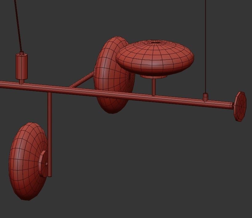 HALFWAY pendant light with four glass balls hanging from ceiling 3D model_2