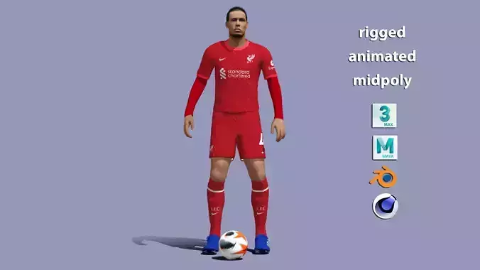 3D Rigged Virgil Van Dijk Livepool 3D model