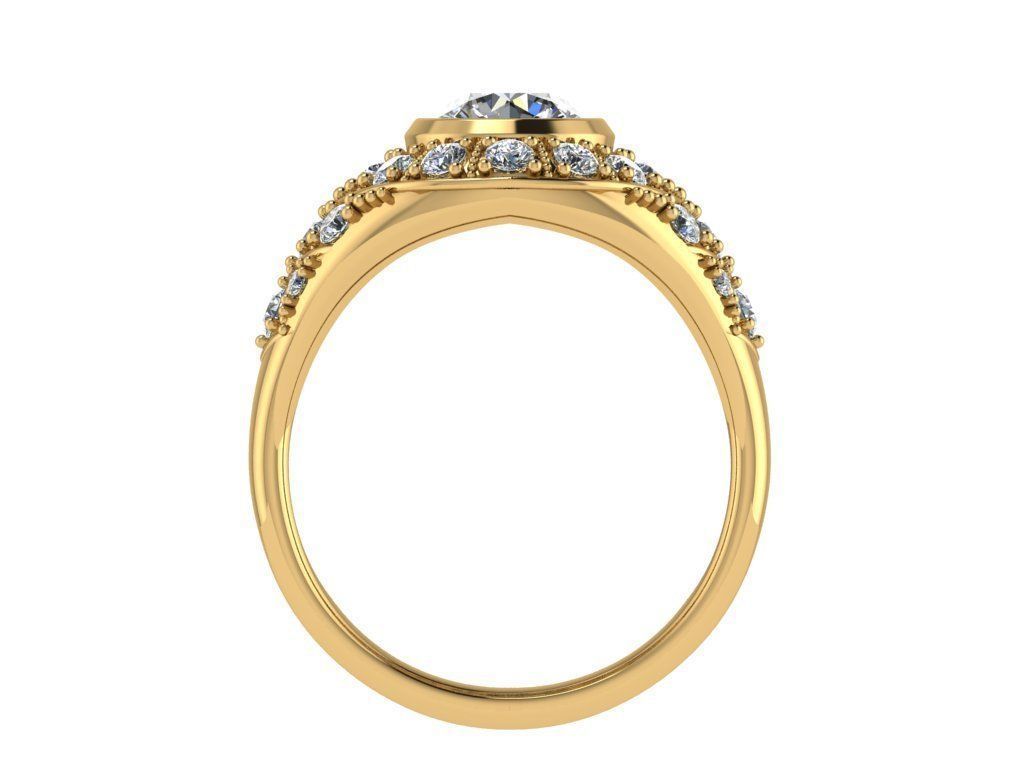 Ring453 gold engagement ring with diamonds 3D print model_2