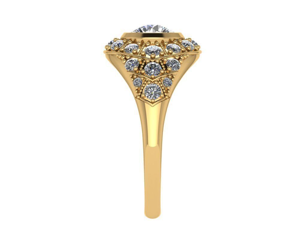 Ring453 gold engagement ring with diamonds 3D print model_3