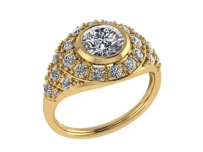 Ring453 gold engagement ring with diamonds 3D print model