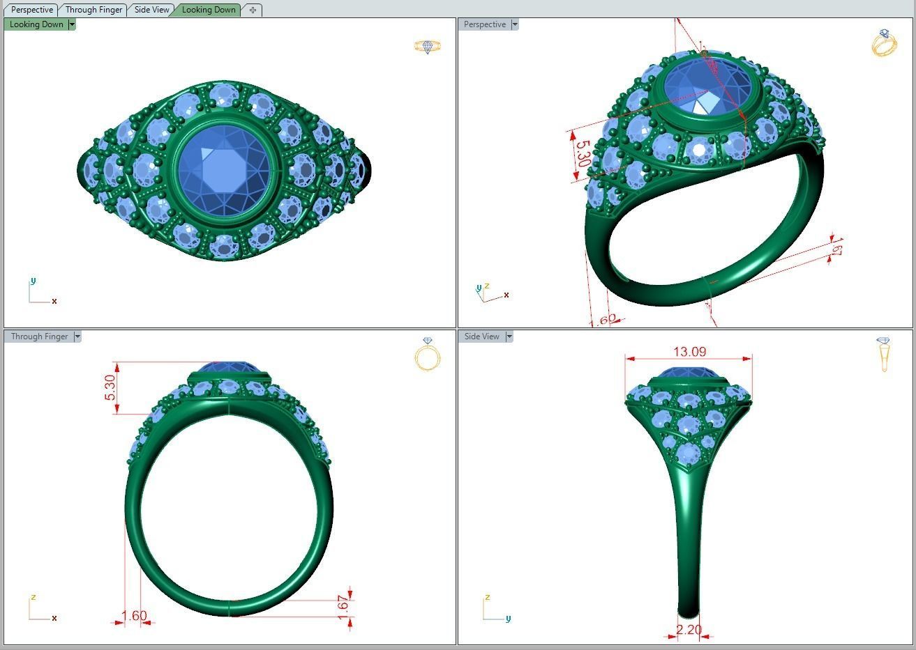 Ring453 gold engagement ring with diamonds 3D print model_5