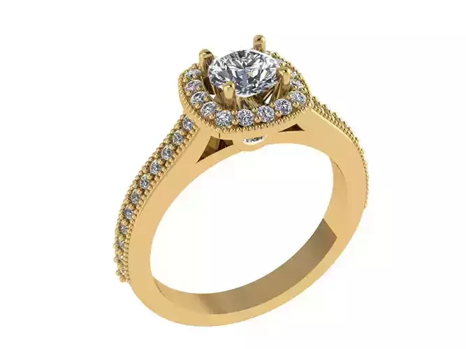Ring454 halo engagement ring gold