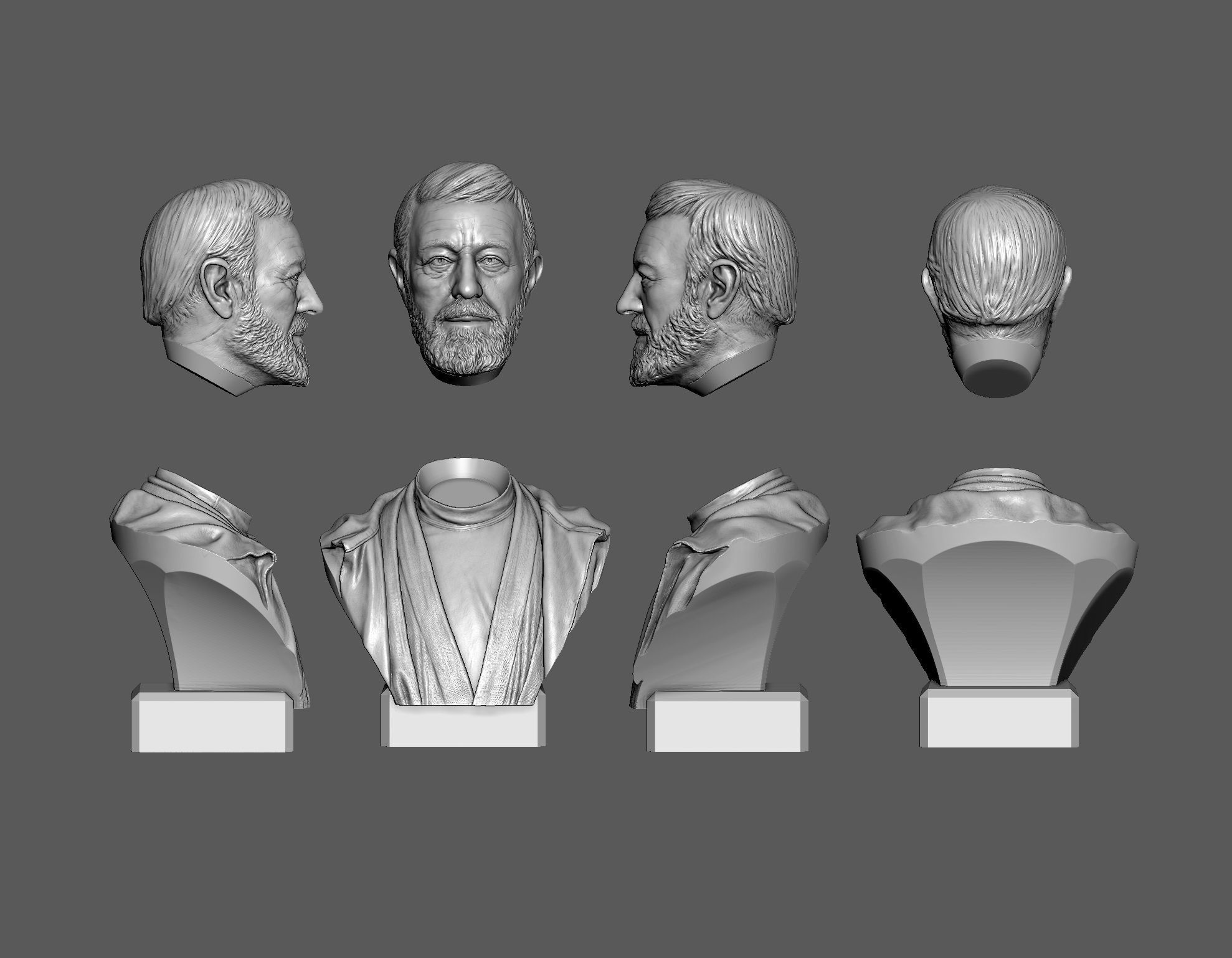 Leia Obi-Wan Han Solo and Luke 3d printable bust collection  _23