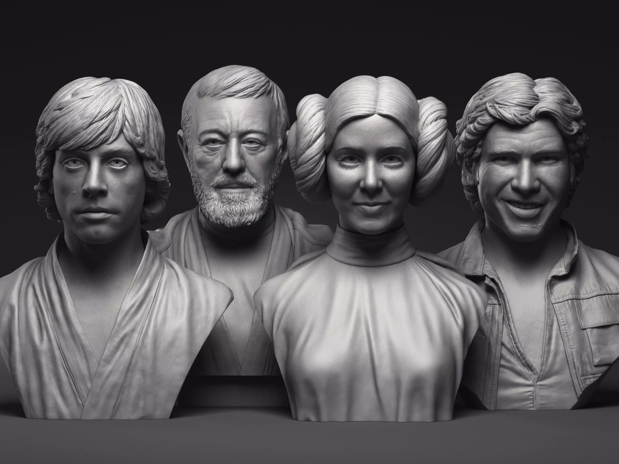 Leia Obi-Wan Han Solo and Luke 3d printable bust collection  _0