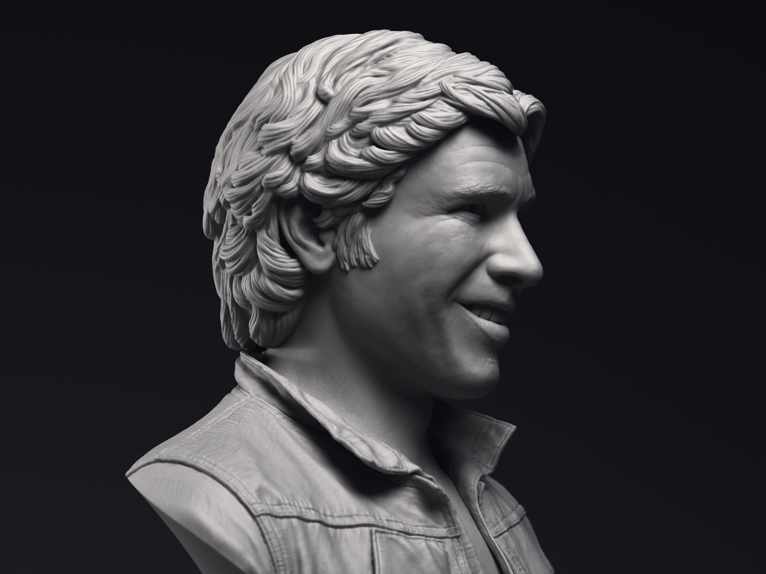 Leia Obi-Wan Han Solo and Luke 3d printable bust collection  _16