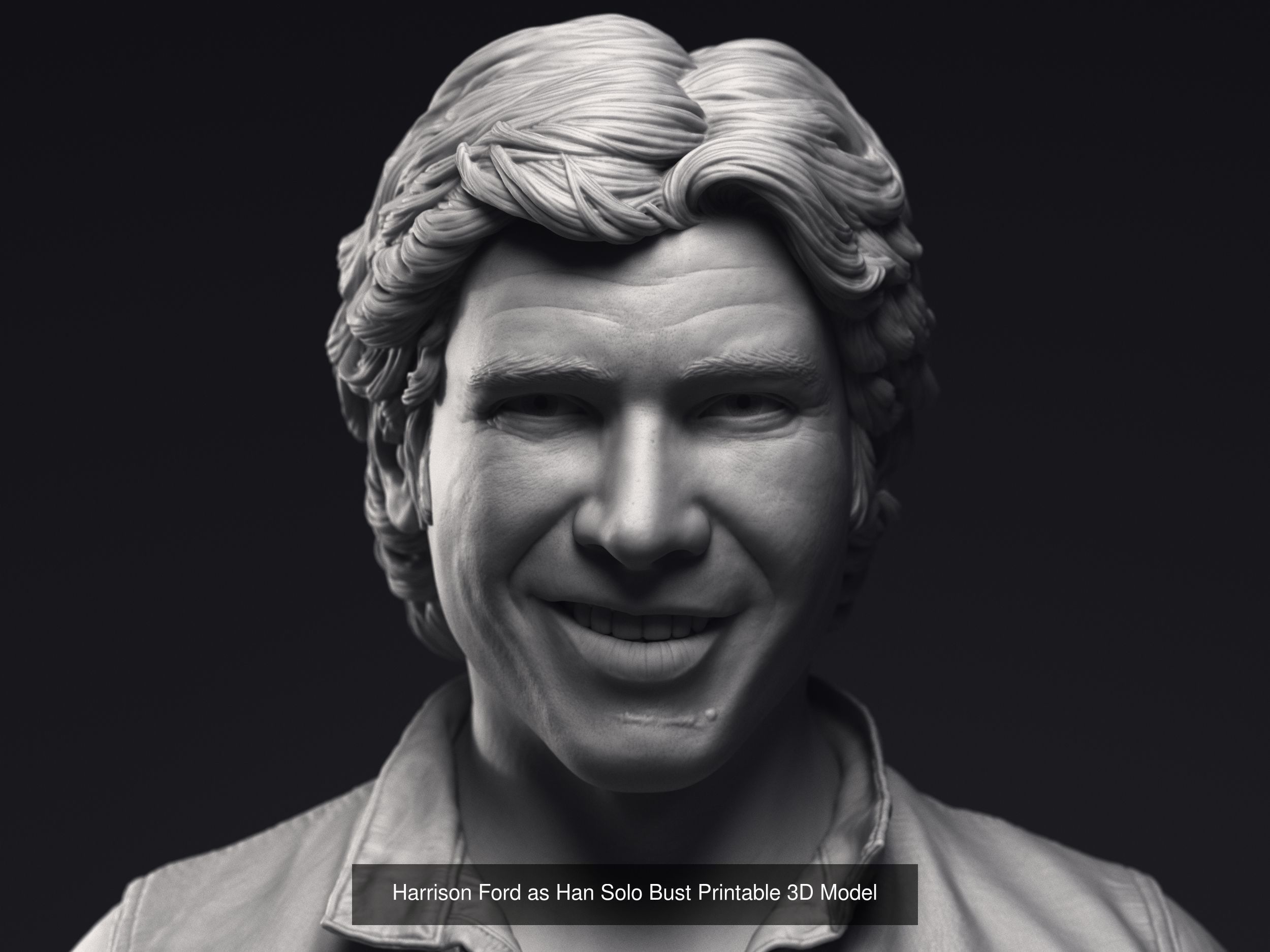 Leia Obi-Wan Han Solo and Luke 3d printable bust collection  _4