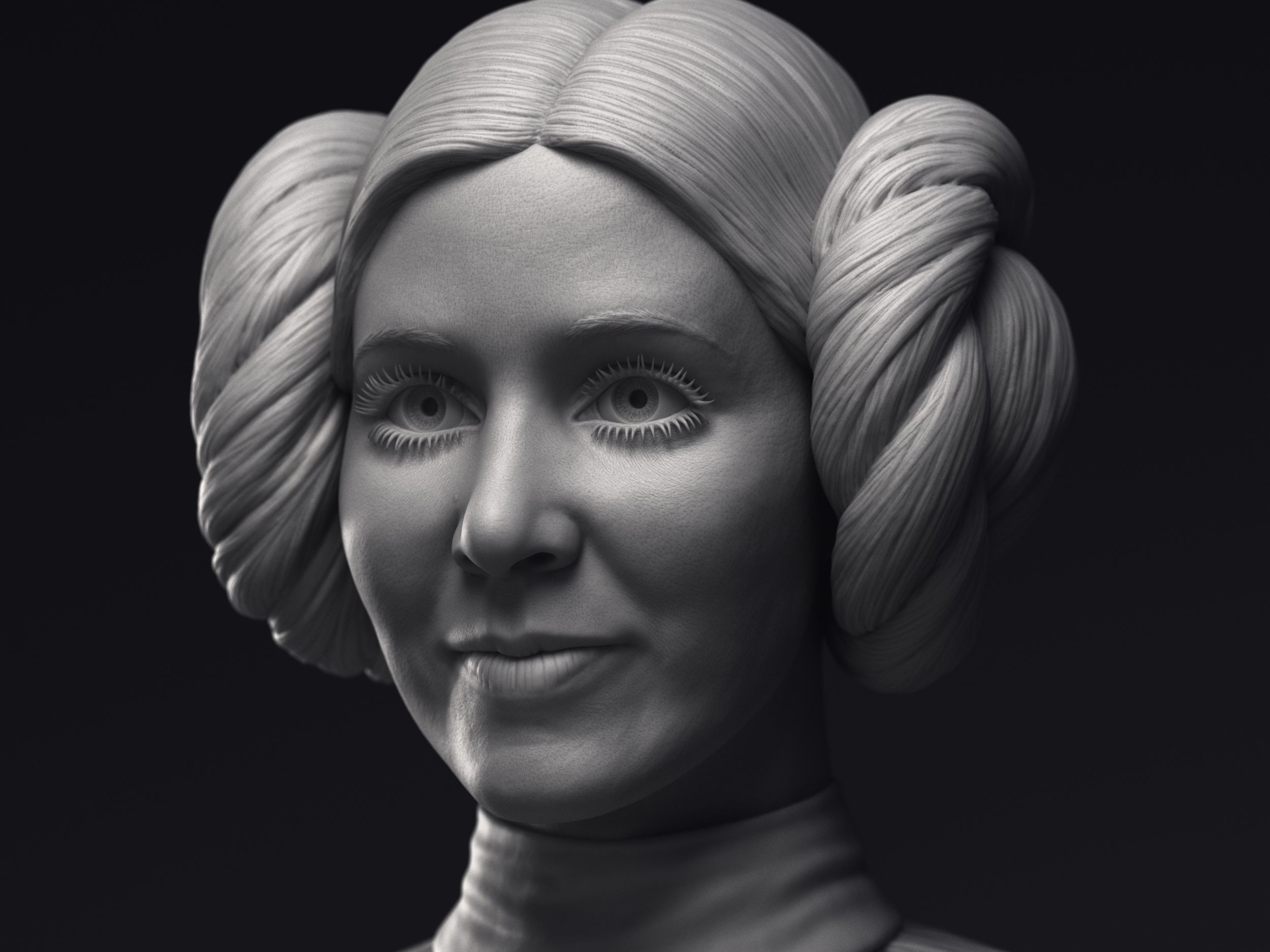 Leia Obi-Wan Han Solo and Luke 3d printable bust collection  _18