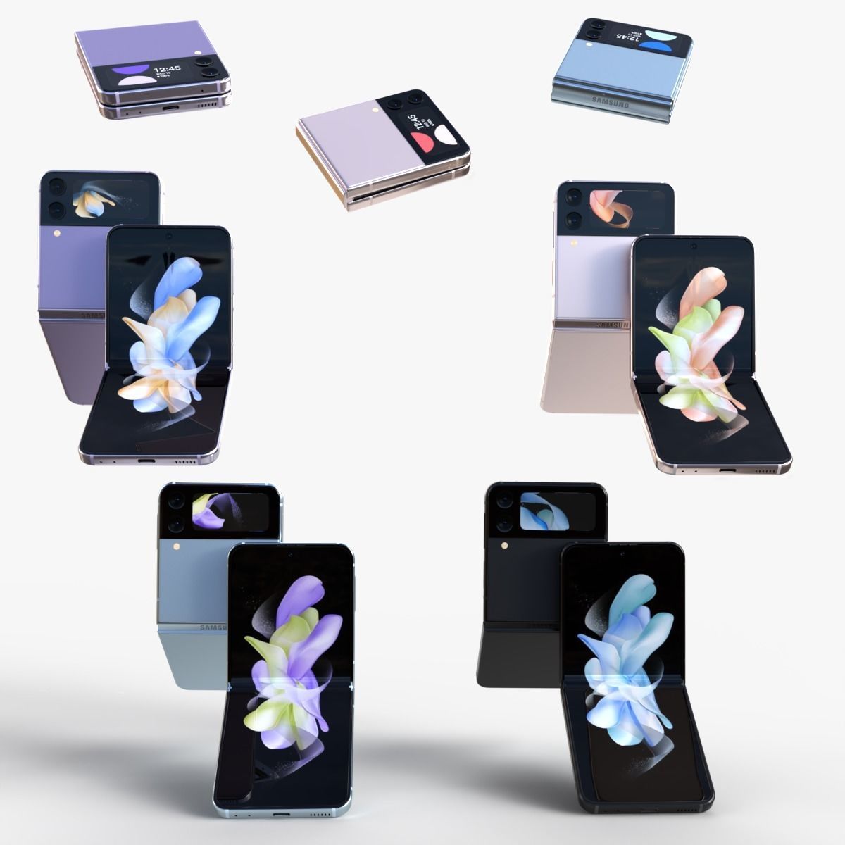 Samsung Galaxy Z Flip 4 Low-poly 3D model_9