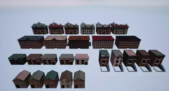 Houses 26 Models variations for any game or production of 6GB Low-poly 3D model