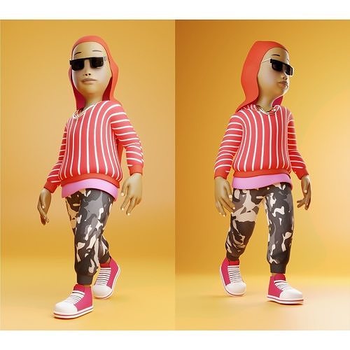 CARTOON BOY RIGGED 3D model
