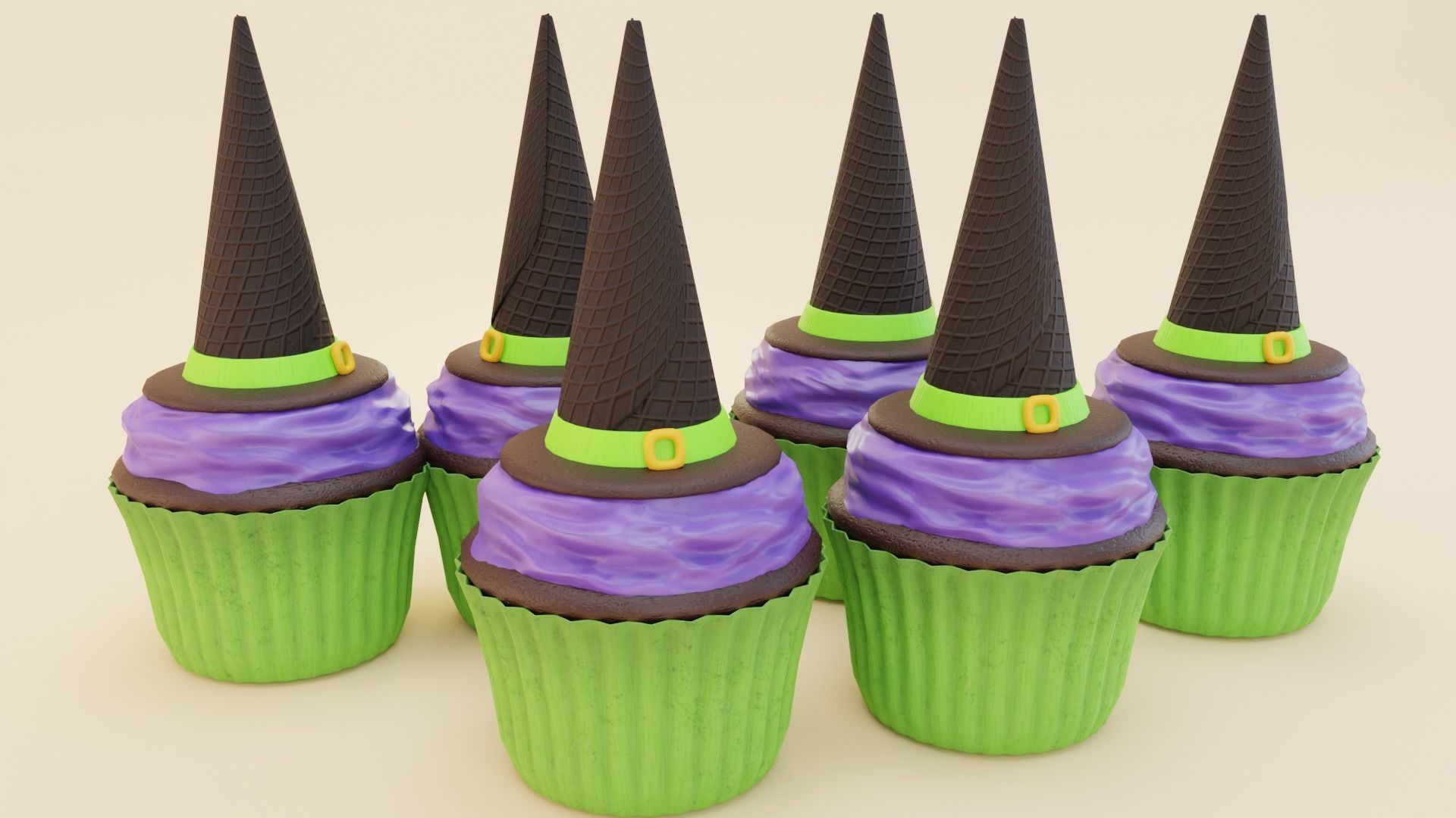 Halloween Cupcake  Low-poly 3D model_4