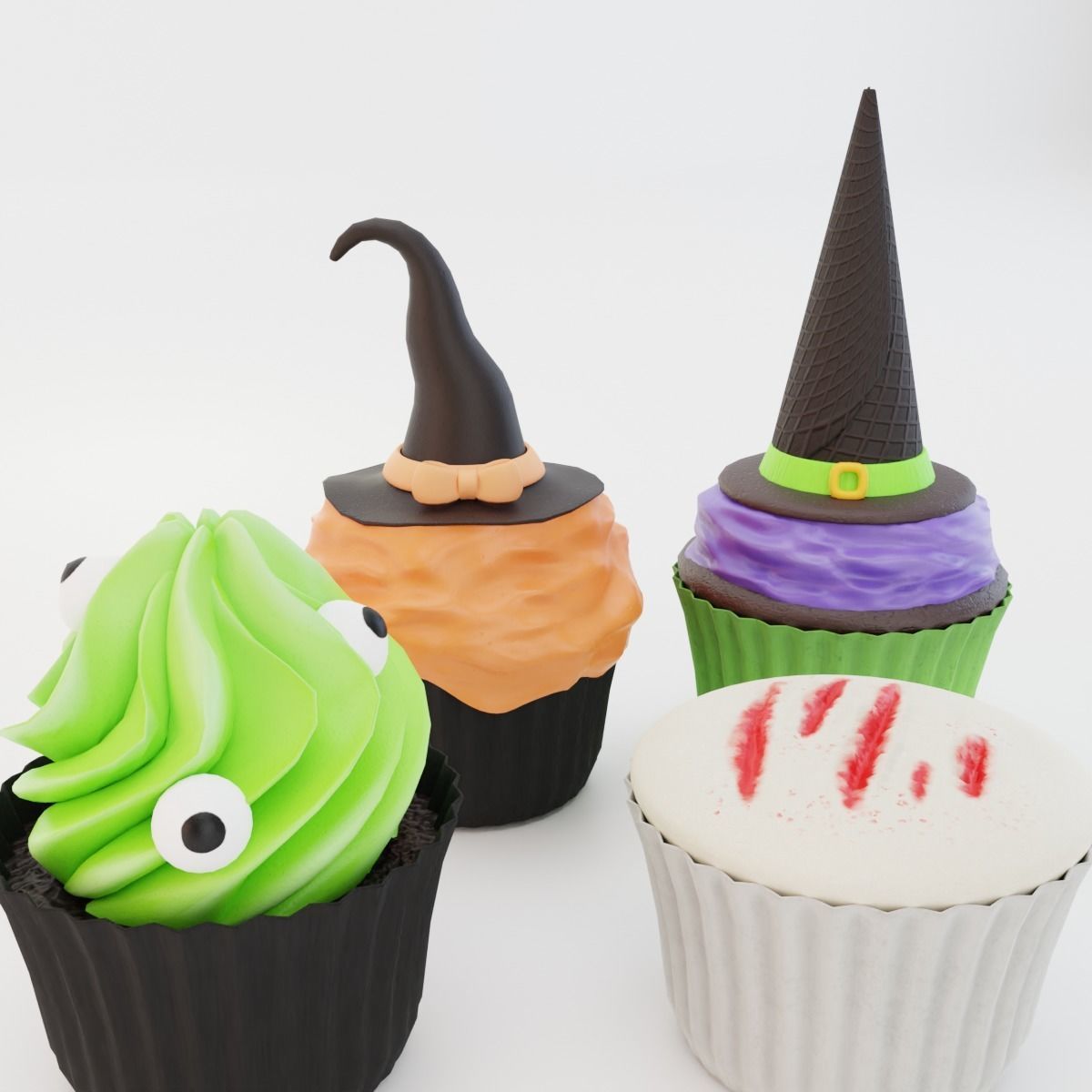 Halloween Cupcake  Low-poly 3D model_6