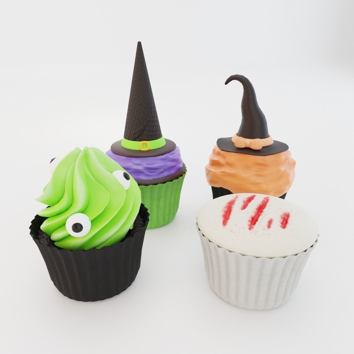 Halloween Cupcake  Low-poly 3D model_7