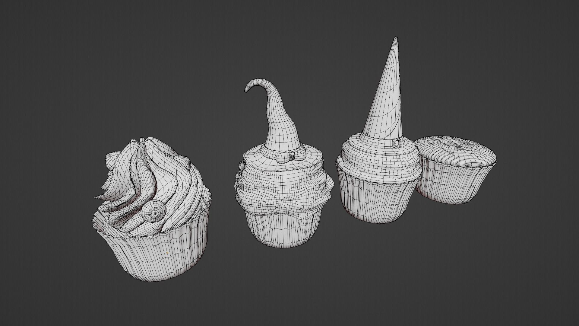 Halloween Cupcake  Low-poly 3D model_9