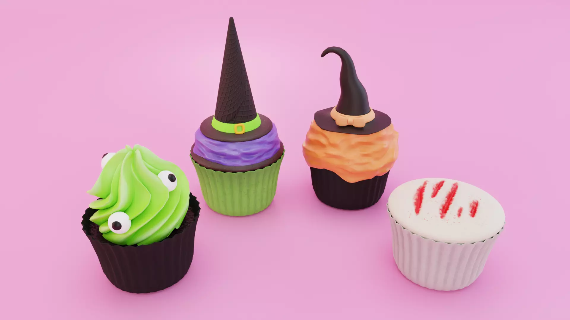 Halloween Cupcake  Low-poly 3D model_0