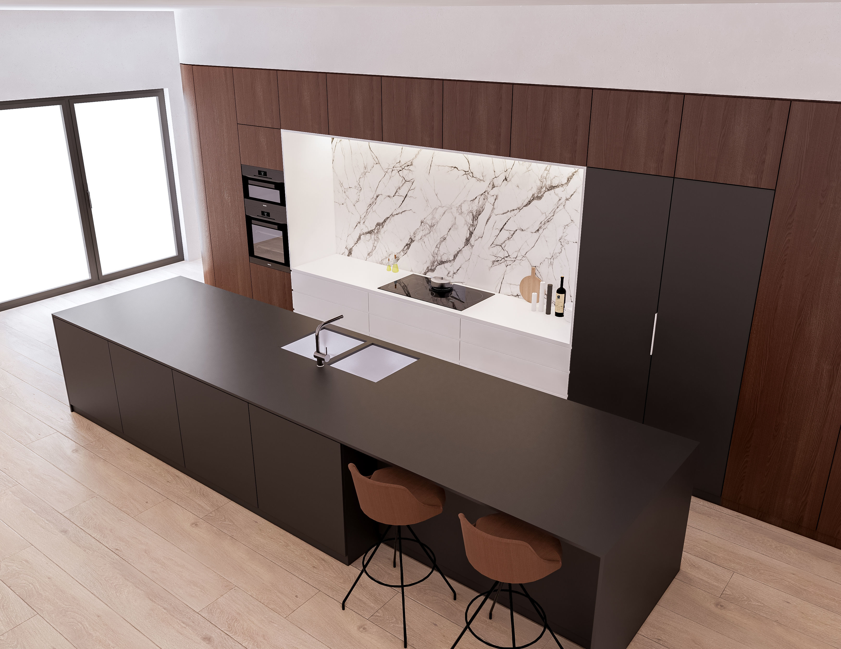 Modern Kitchen Created in Revit 12 Low-poly 3D model_3