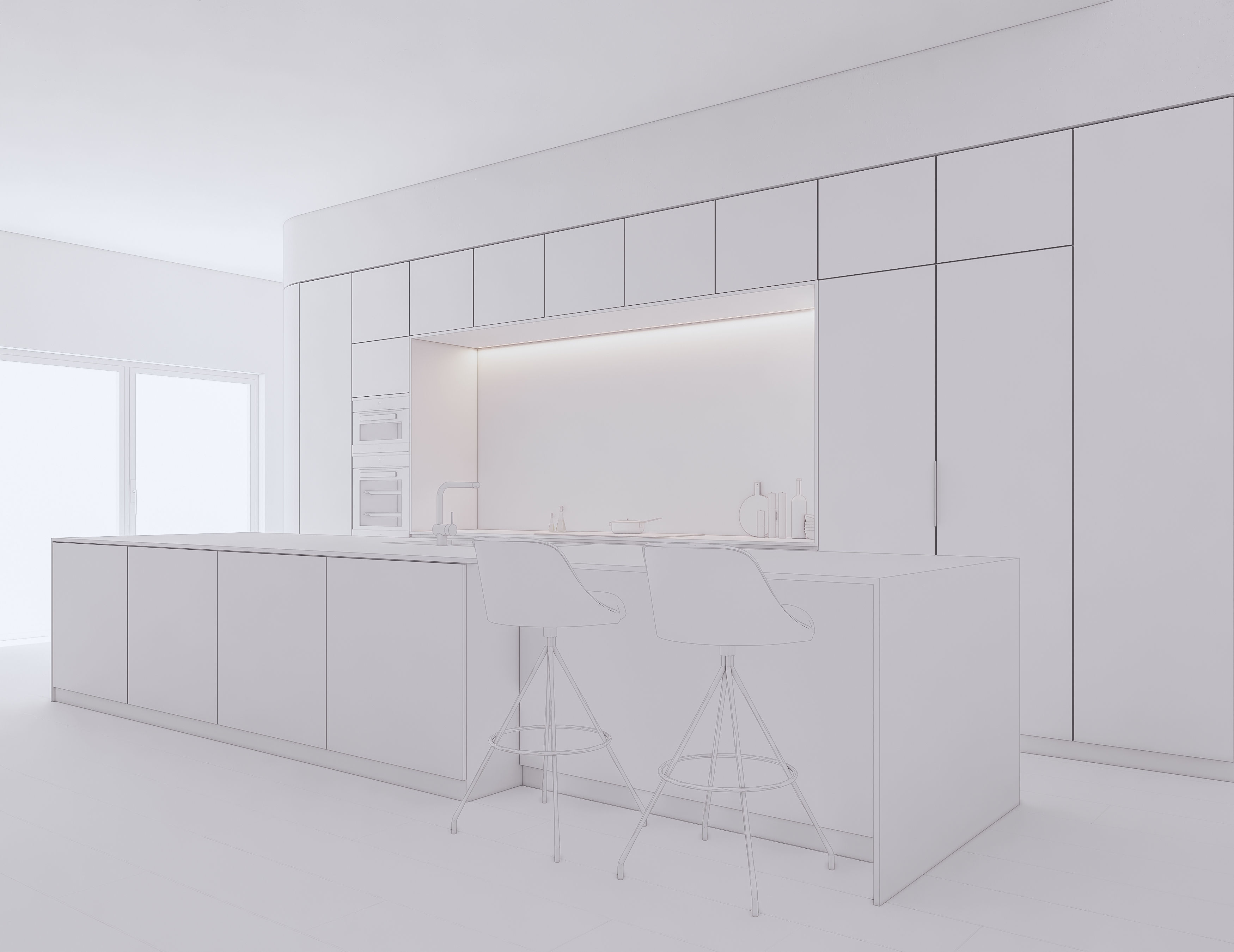 Modern Kitchen Created in Revit 12 Low-poly 3D model_12