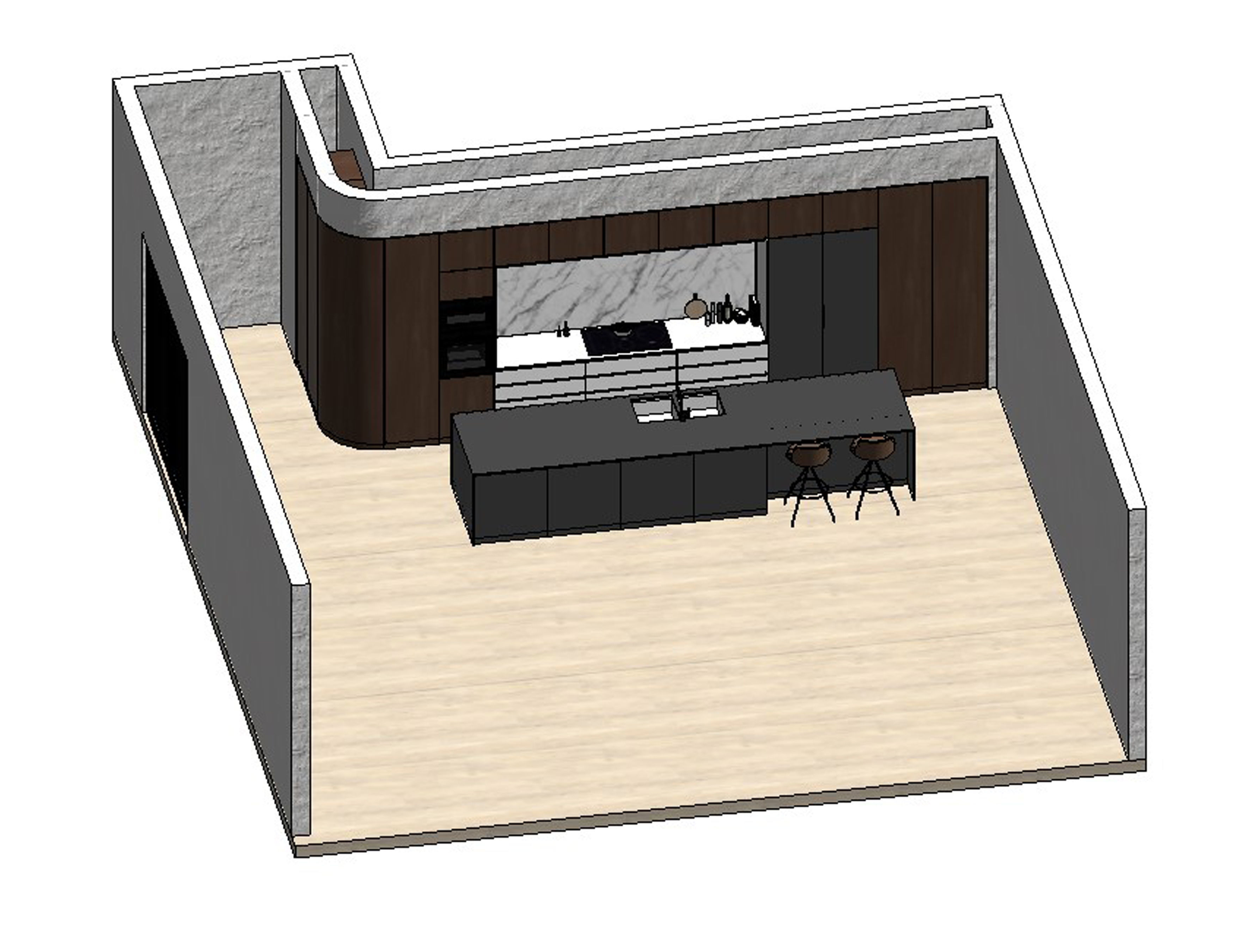 Modern Kitchen Created in Revit 12 Low-poly 3D model_21