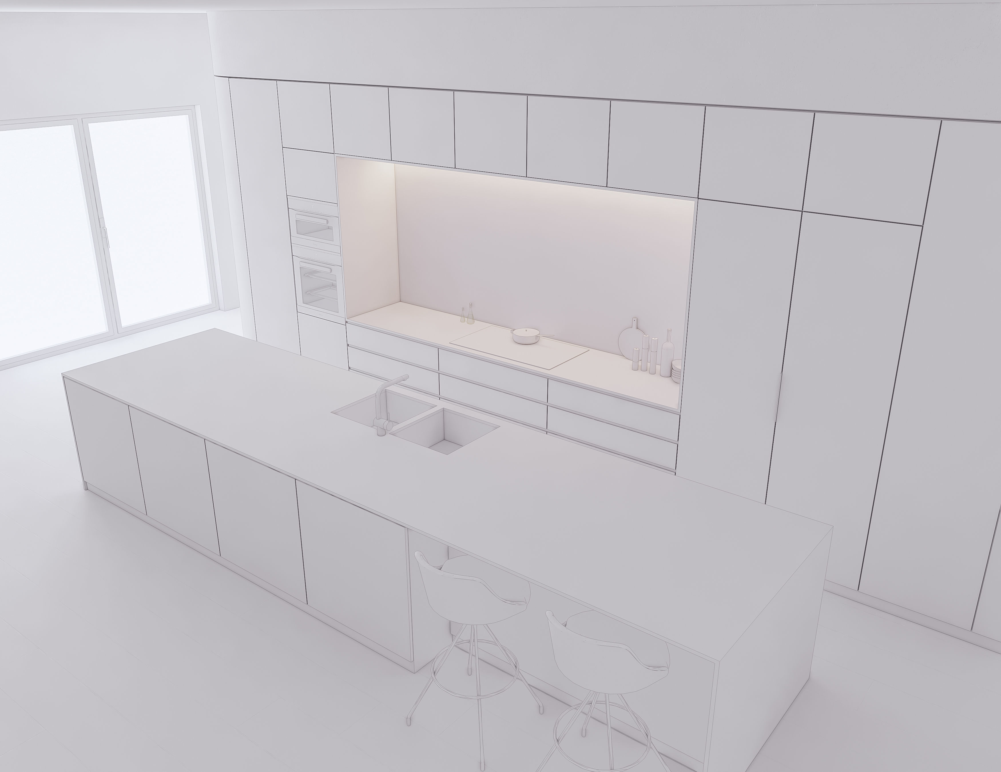 Modern Kitchen Created in Revit 12 Low-poly 3D model_13