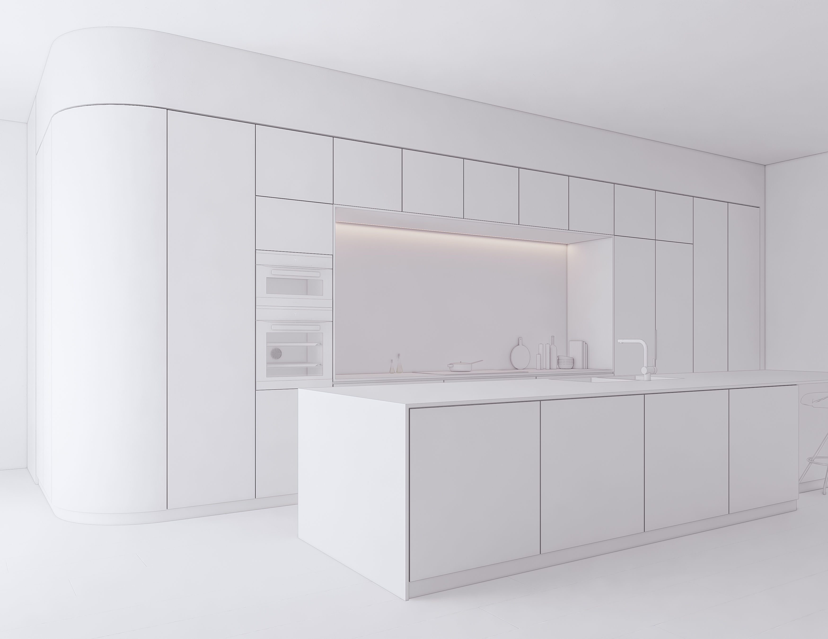 Modern Kitchen Created in Revit 12 Low-poly 3D model_11