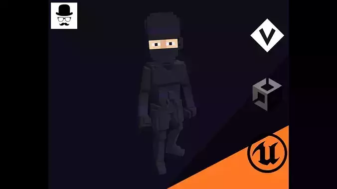 Ninja Character - 3D Voxel Model Free low-poly 3D model Ninja Character - 3D Voxel Model Free low-poly 3D model