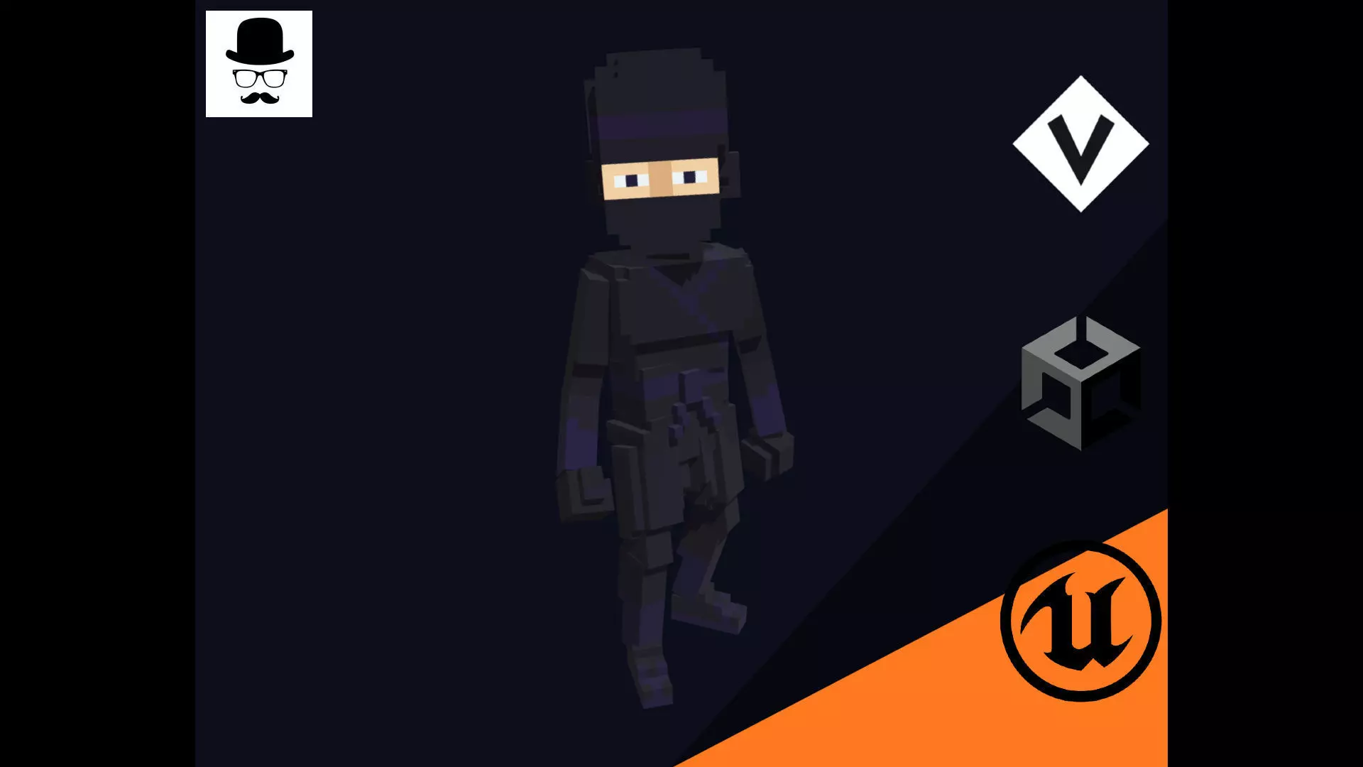 Ninja Character - 3D Voxel Model Free low-poly 3D model_0