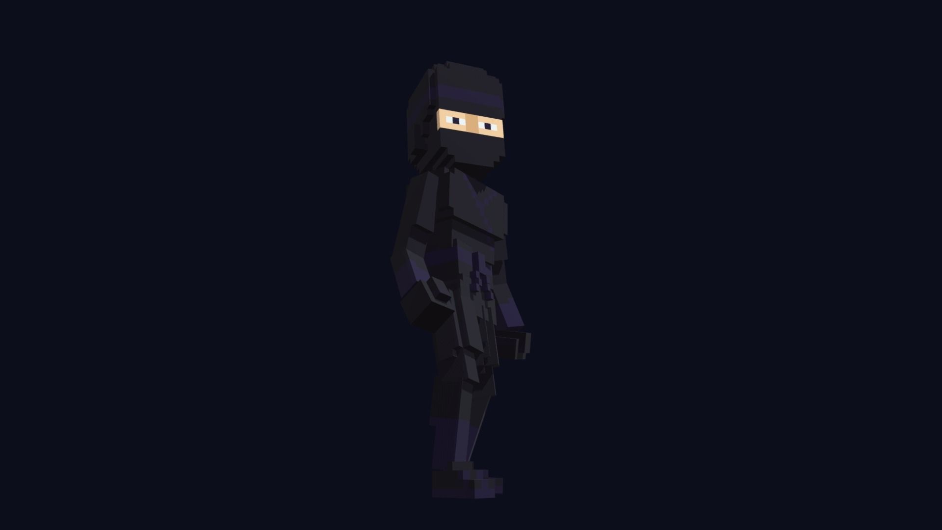 Ninja Character - 3D Voxel Model Free low-poly 3D model_7