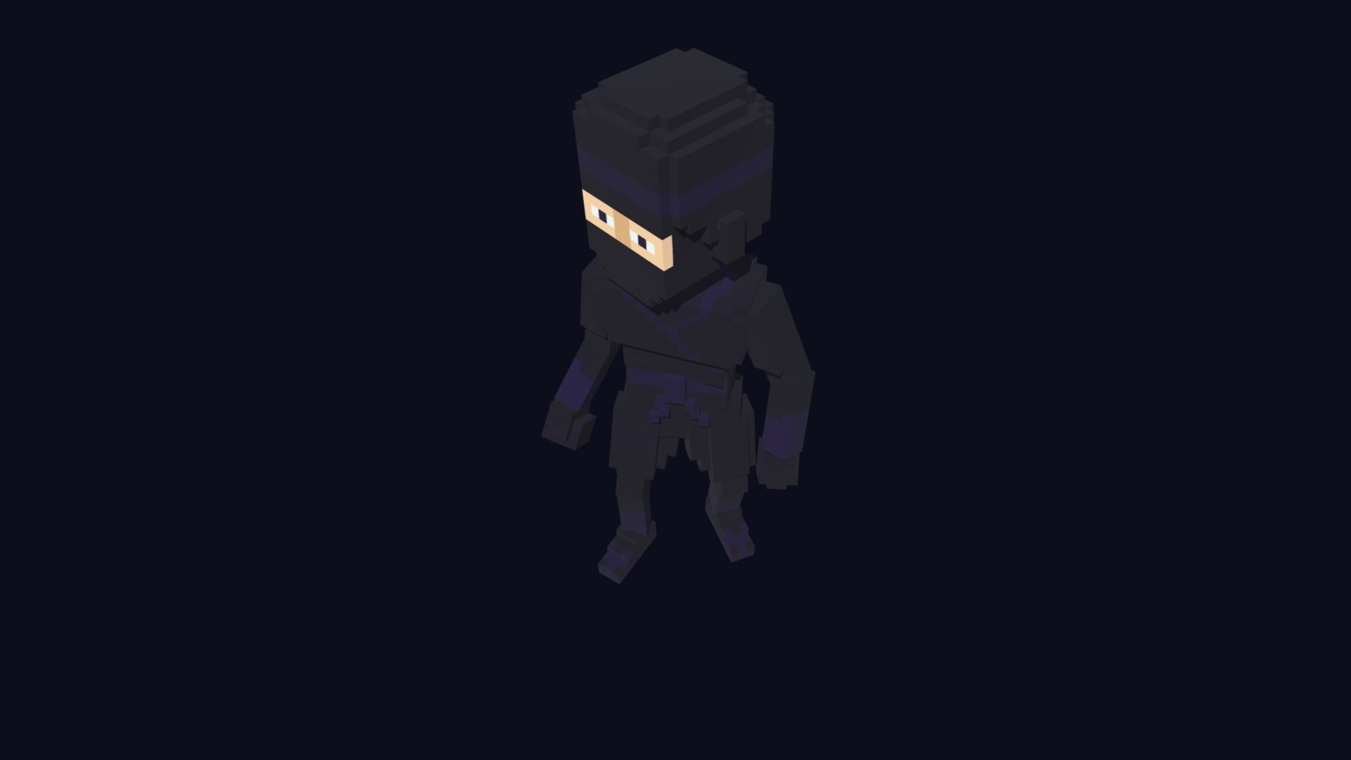 Ninja Character - 3D Voxel Model Free low-poly 3D model_6