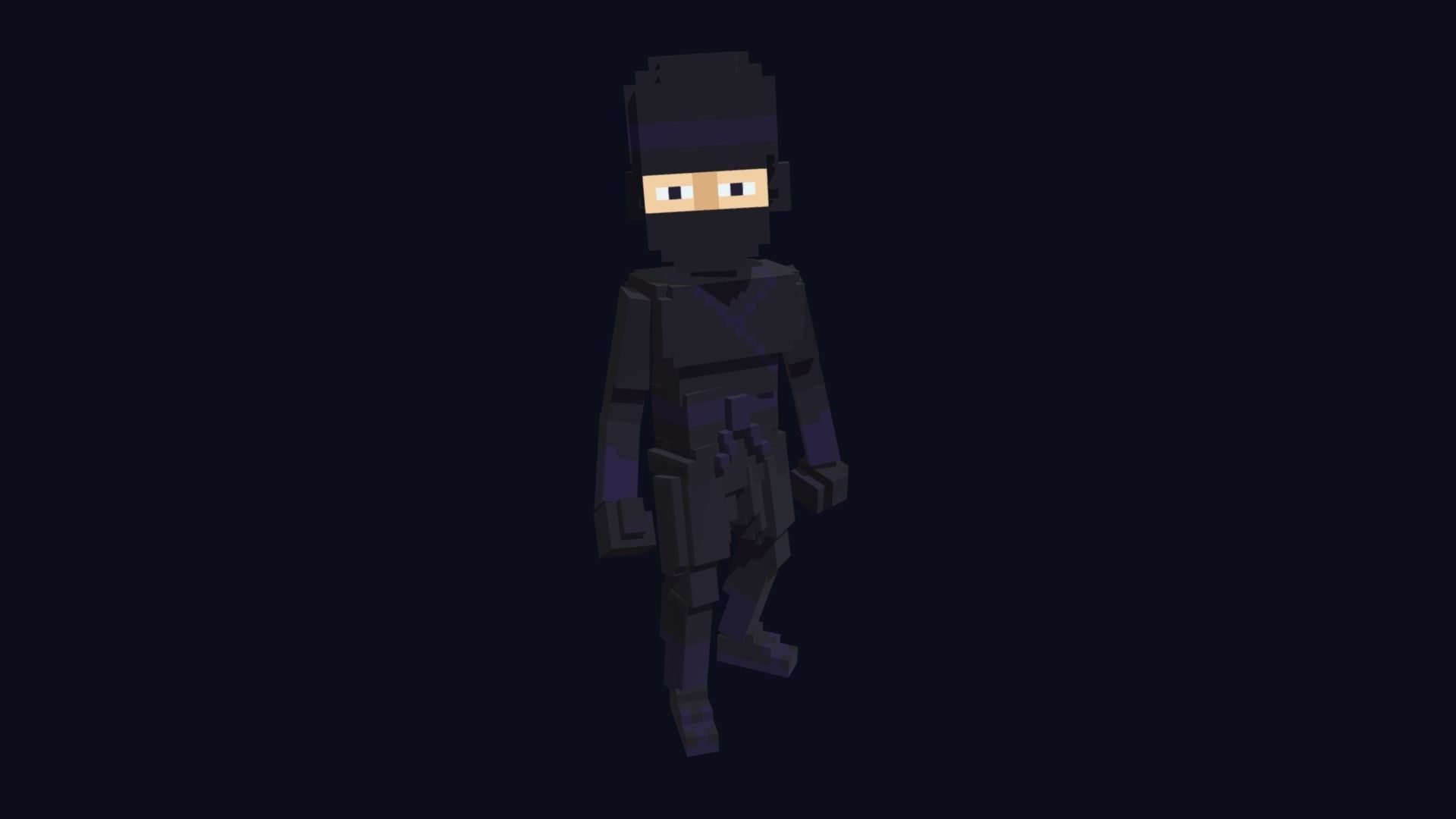 Ninja Character - 3D Voxel Model Free low-poly 3D model_1