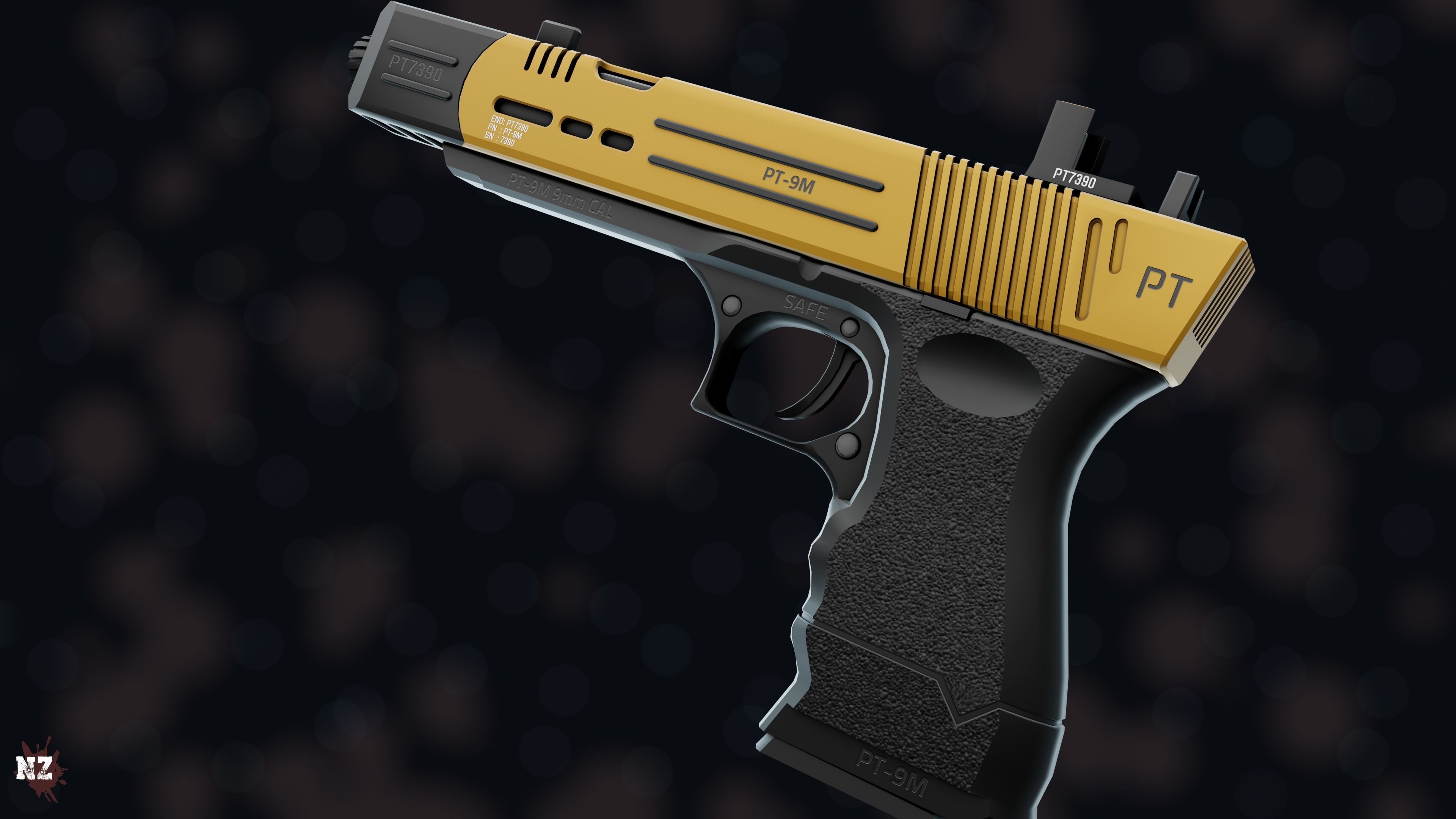 NZ PT-9M Pistol Free low-poly 3D model_25
